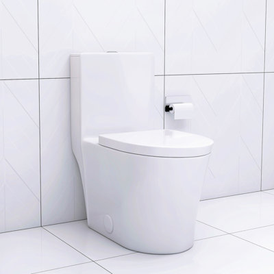 Toilette blanche brillante avec chasse d'eau avancée et porcelaine facile d'entretien