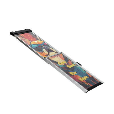 Portable Dog Ramp With Non - Slip Surface And Colorful Patterns, Made Of Pp Aluminum Alloy, Supports Up To 330 Lbs Ramp, Trucks, Safe, High Traction, Portable, Easy Store