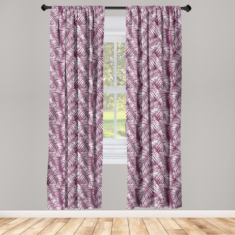 Semi Sheer Curtain Pair, Plum/White, 56" W x 95" L