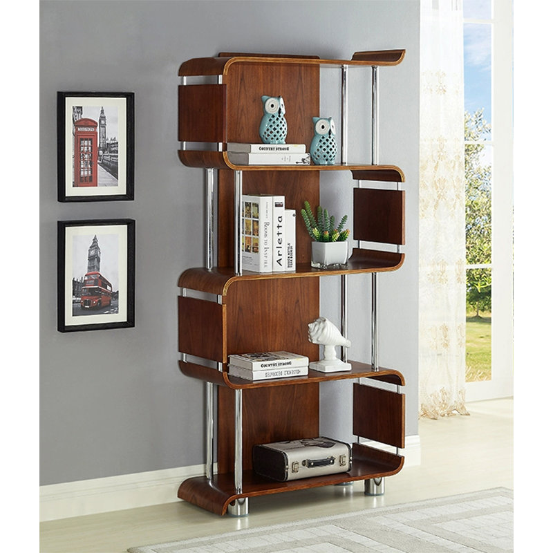 Curved Bookshelf Simple Solid Wood Living Room Partition Bookcase