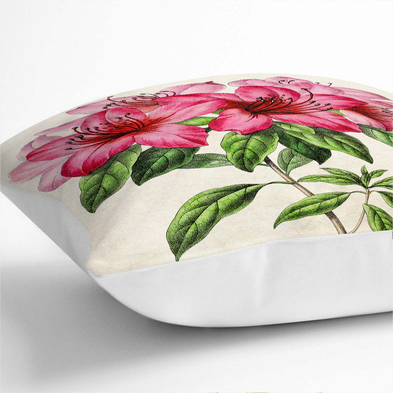 Floral Square Throw Cushion, 40cm H x 40cm W x 15cm D, White