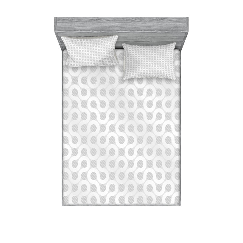 Drap-housse et taie décorative gris et blanc Ambesonne, Ensemble de draps pour très grand lit californien