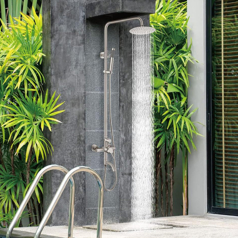 Trazla Stainless Steel Wall Mounted Outdoor Shower and Footwash Spout