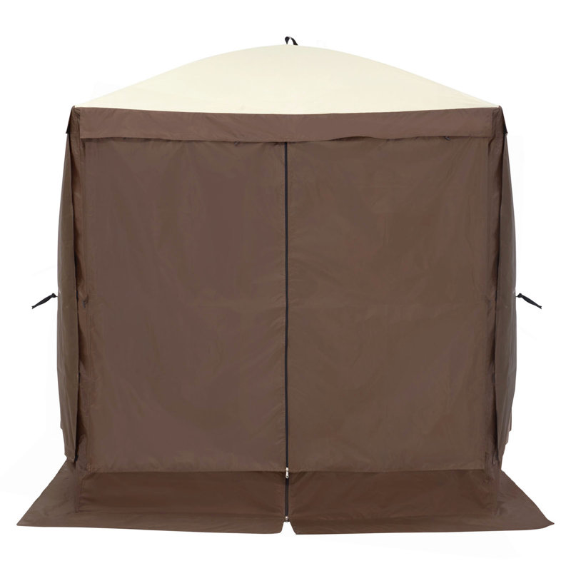 Tente pour abri de jardin Pop Up, abri de soleil avec auvent à 4 côtés avec 4 toiles amovibles et fenêtres en filet, moustiquaire à installation rapide avec moustiquaire, brun