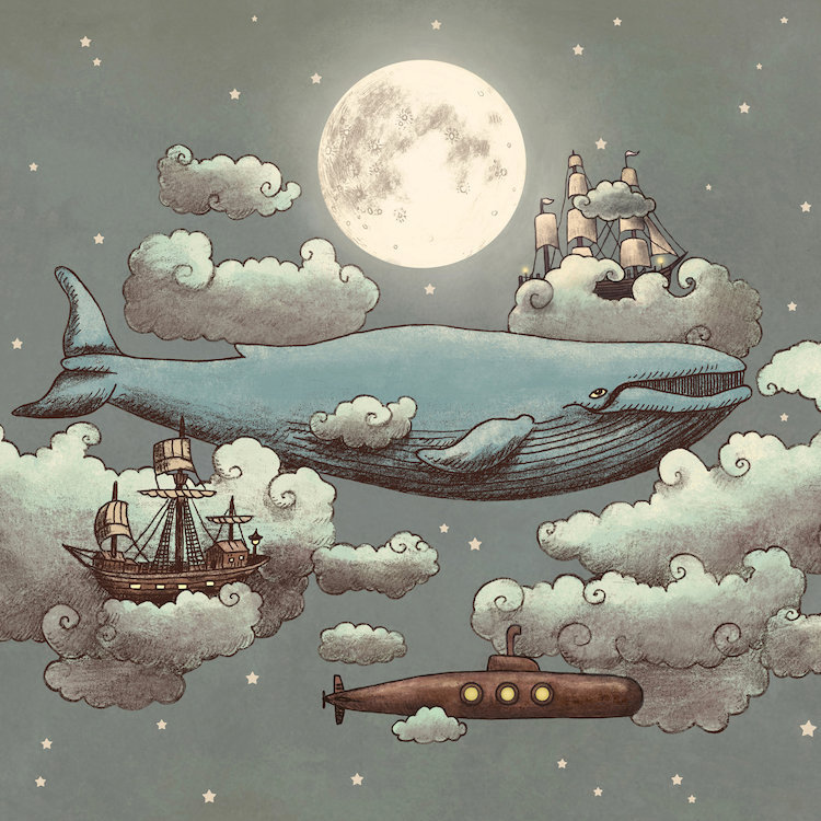 « ocean is sky square #1 », peinture sur toile tendue, H 26 po x l 26 po x P 1,5 po