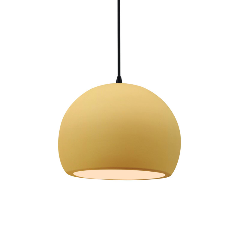 Luminaire suspendu à 1 lumière Aschwin, H 6 po x l 7 po x P 7 po, Jaune atténué, Noir mat