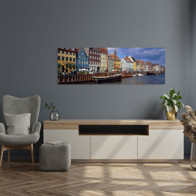 Denmark Copenhagen Nyhavn 1 Piece Wrapped Canvas Panoramic Wall Art