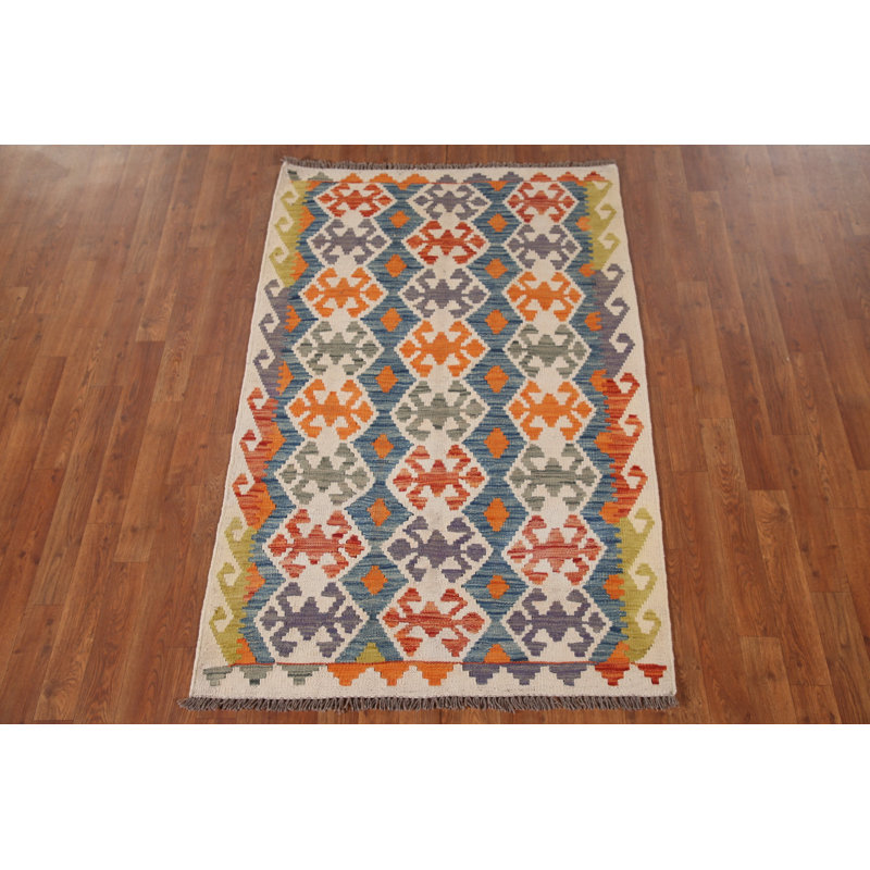 Tapis décoratif géométrique kilim oriental 3 x 5