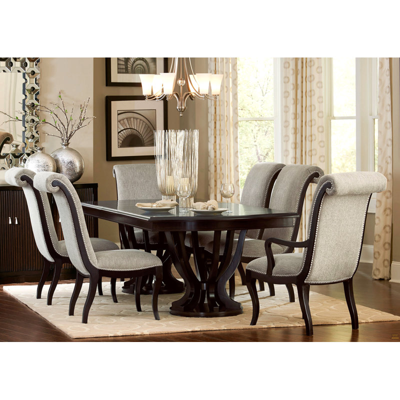 Rectangular Double Pedestal Table with Extension Leaf