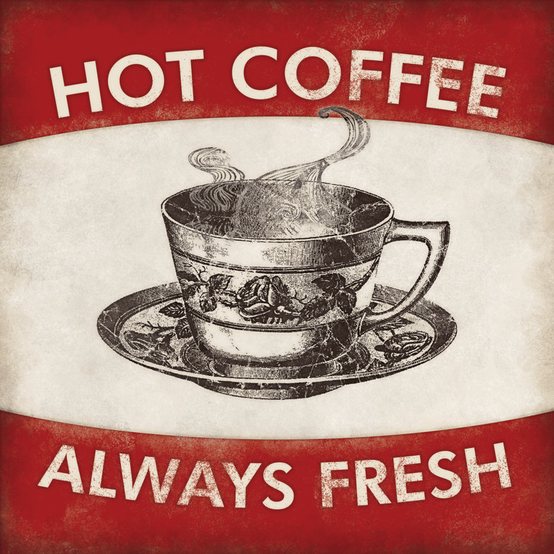 Hot Fresh Coffee - Wrapped Canvas Print, 51cm H x 51cm W x 3.8cm D