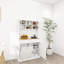 Armoire de cuisine moderne blanche de 67,7 po avec 3 tablettes réglables, 2 tiroirs et un support à poubelle basculant