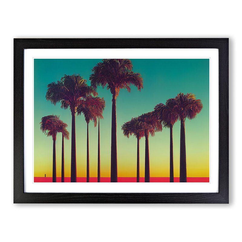 Charming Palm Trees - Single Picture Frame Painting, Black, 46cm H x 64cm W x 2cm D