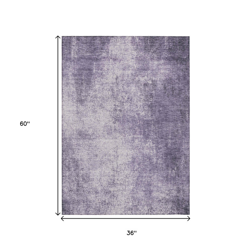 Tapis intérieur/extérieur lavable, motif lavande et lilas abstrait, 90 x 150 cm