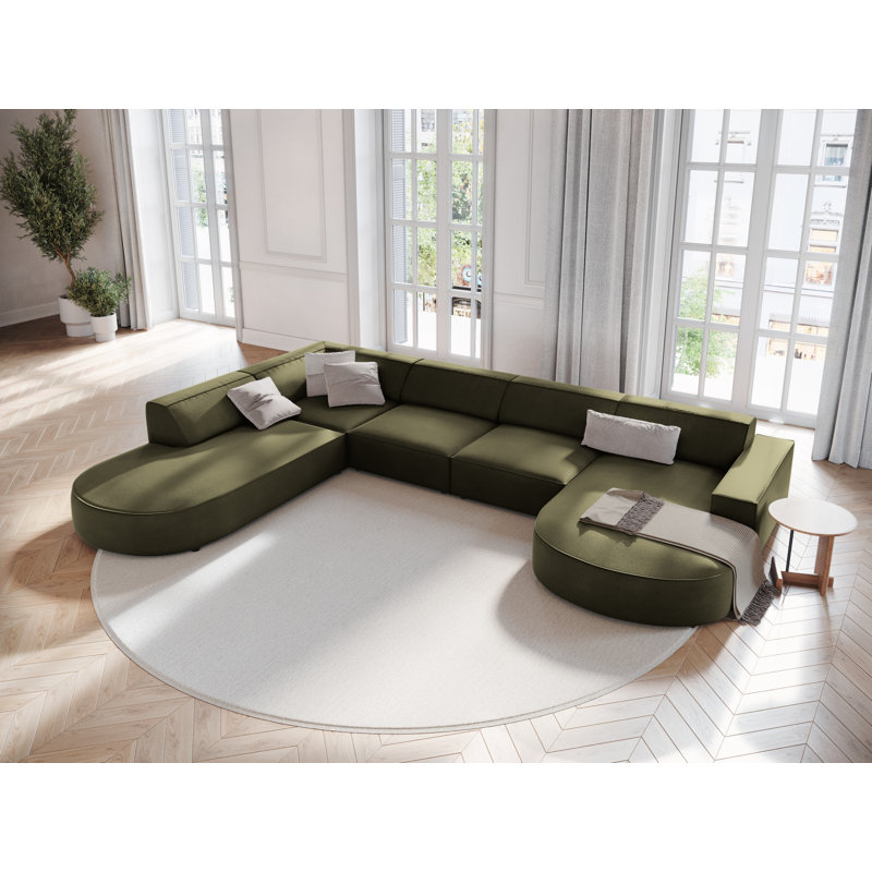 Jodie 7 Seater Corner Sofa, Green, Left Hand Facing