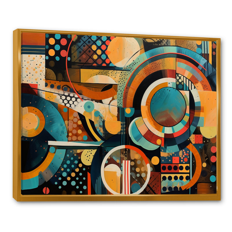 Orange et bleu, vibrations géométriques III - impression sur toile géométrique moderne, H 12 po x l 20 po x P 1 po