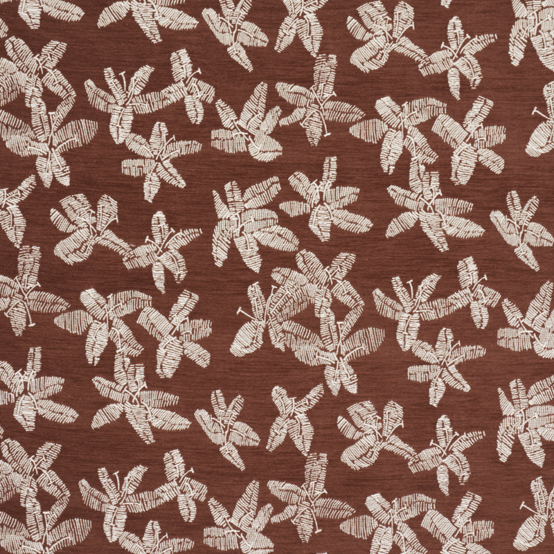Schumacher x Caroline Z Hurley Hibiscus Fabric, Teak