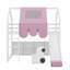 Lit mezzanine avec structure en forme de maison et tente-107262536-107262535