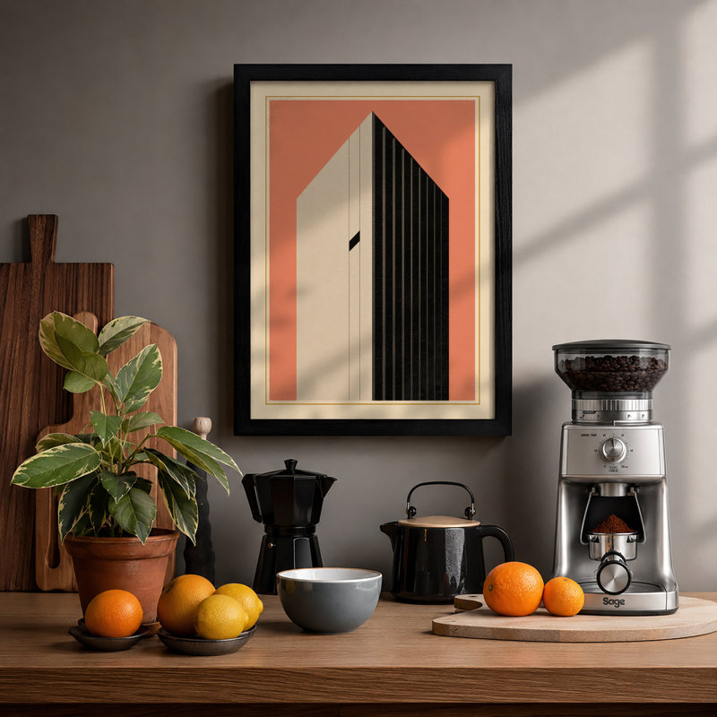 Modernist Tower Study Art Deco - Print, Black, A3 - 42.0 x 29.7 cm