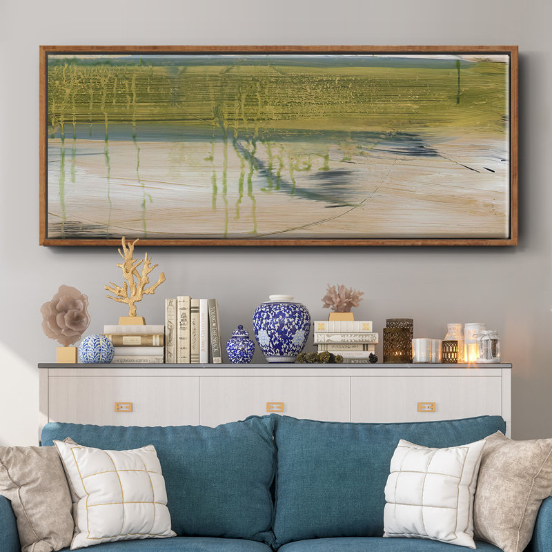Aquatic Reflections I- Framed Canvas, 8" H x 20" W