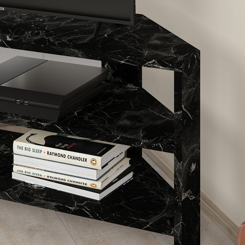 Beene TV Stand for TVs up to 49" Stylish Corner Media Unit, Black/Grey