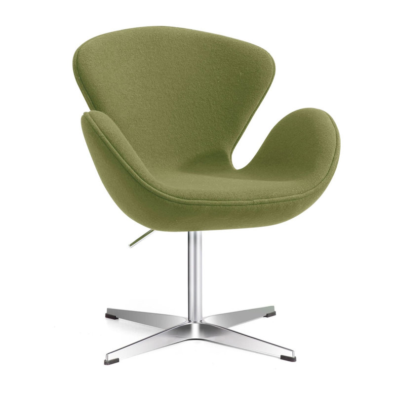 Fauteuil de bureau pivotant rembourré Iasos, Laine vert herbe