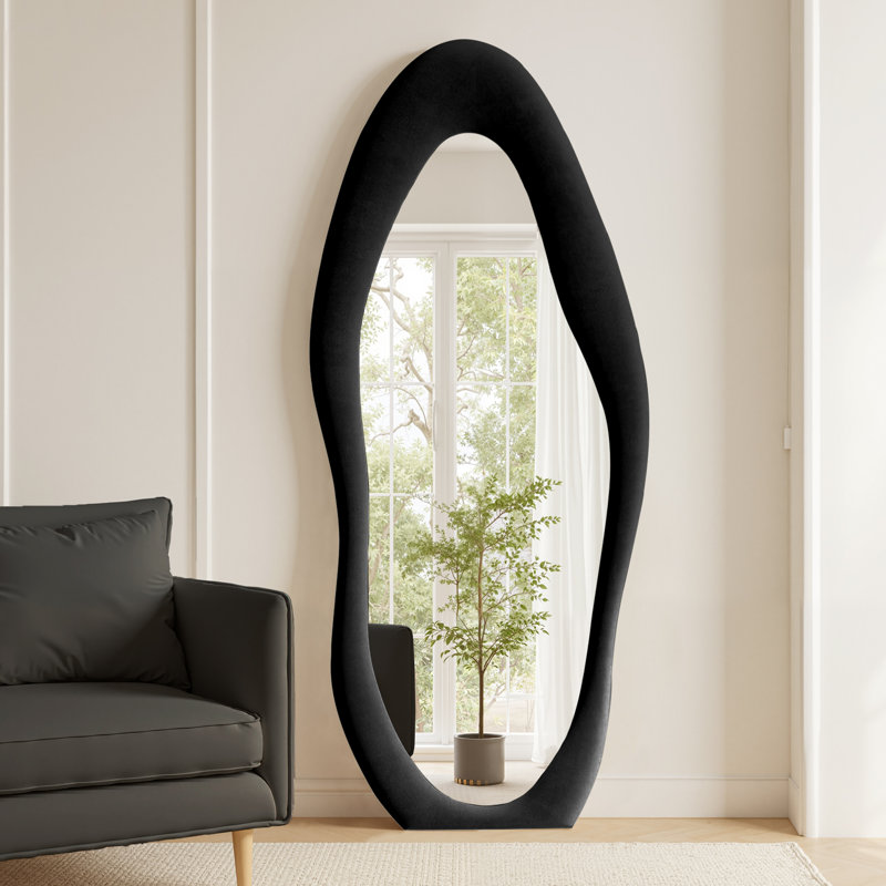 Miroir de plancher Farkhan, Noir, noir, noir, noir, 71 po x 30 po