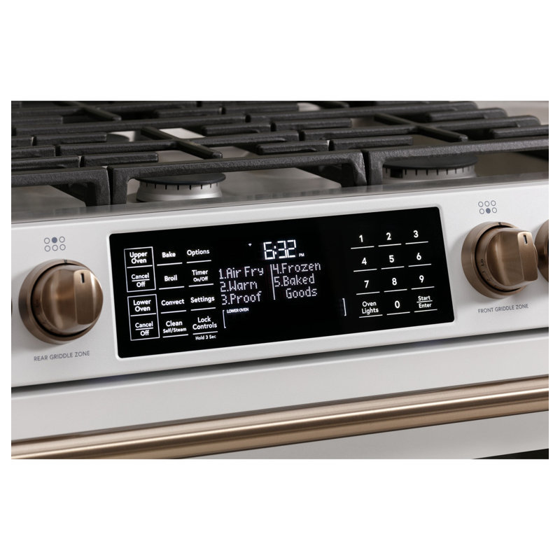 CAFÉ™ 30" Smart Slide-In, Front-Control, Gas Double-Oven Range with Convection, Matte White