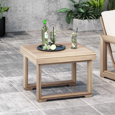 Table d'appoint de patio en bois rustique naturel 20 x 20 x 15,81 pouces et 19,46 po L x P x 15,81 po H pour sièges d'extérieur
