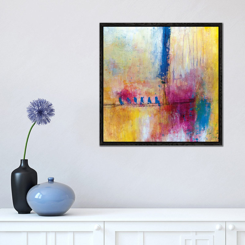 Birds on a Wire 1 Piece Wall Art on Canvas, 45.72 cm H x 45.72 cm W, Black Framed