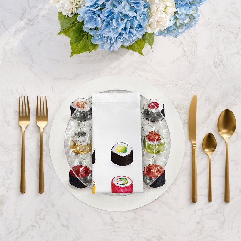Serviettes de table en satin de coton sushi zen