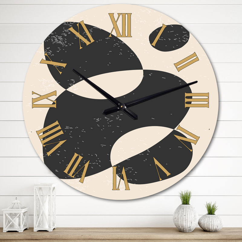 Horloge murale Abstract Artistic Organic Minimalistic Shapes III, Très grand