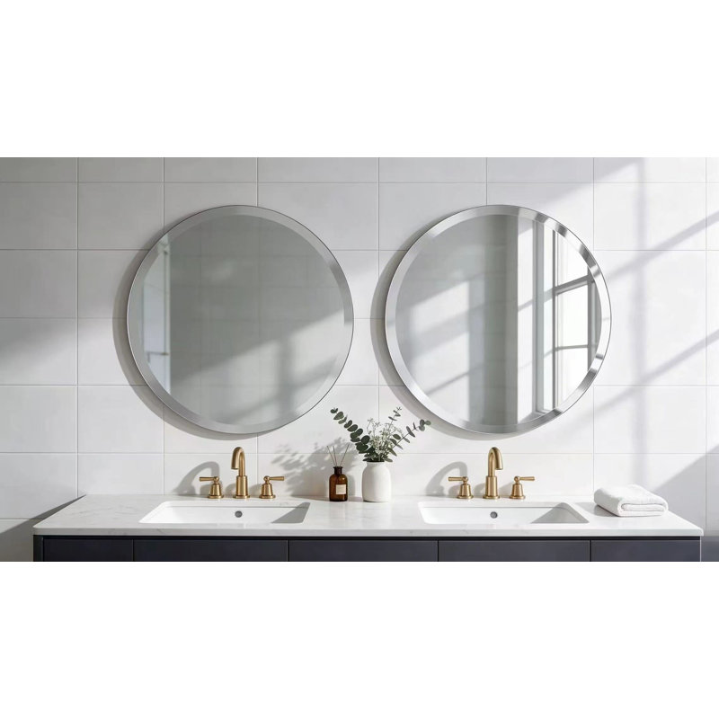 Frameless Round Wall-Mounted Bathroom Vanity Mirror