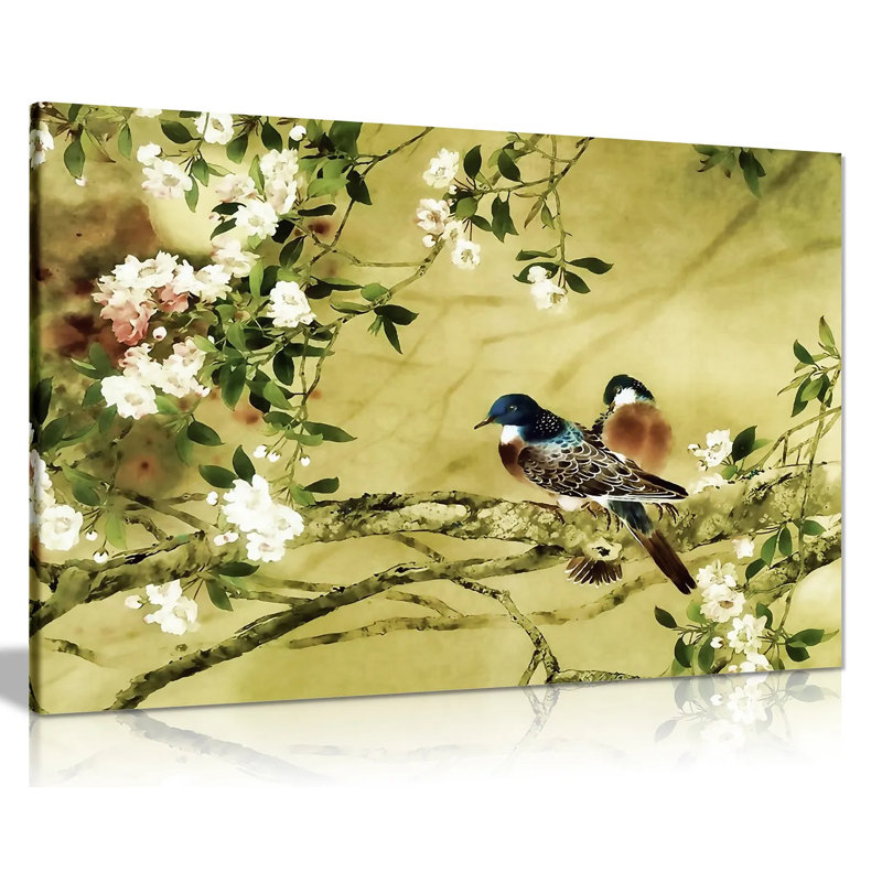 Birds Plum Blossom - Wrapped Canvas Print, 31cm H x 46cm W