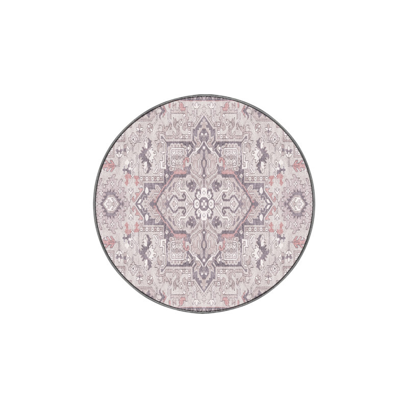 Floriane Hand Loomed Washable Oriental Indoor Rug, Round 8'