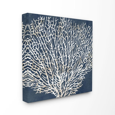 " Sea Coral Ocean Life Silhouette White Blue "