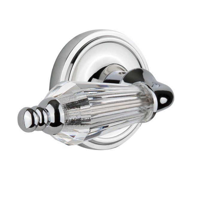 Passage de rosette classique (couloir et garde-robe) avec levier de salon, Chrome brillant, 2 3/8 po