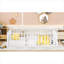 Pour chambre d'enfant, structure de lit grand format avec clôture et porte d'accès, fabrication en métal, blanc éclatant-129380413