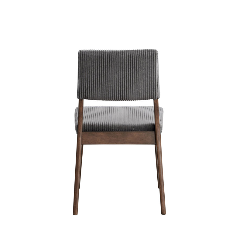 Chaise d'appoint en velours côtelé gris et finition noyer (ensemble de 2), Gris