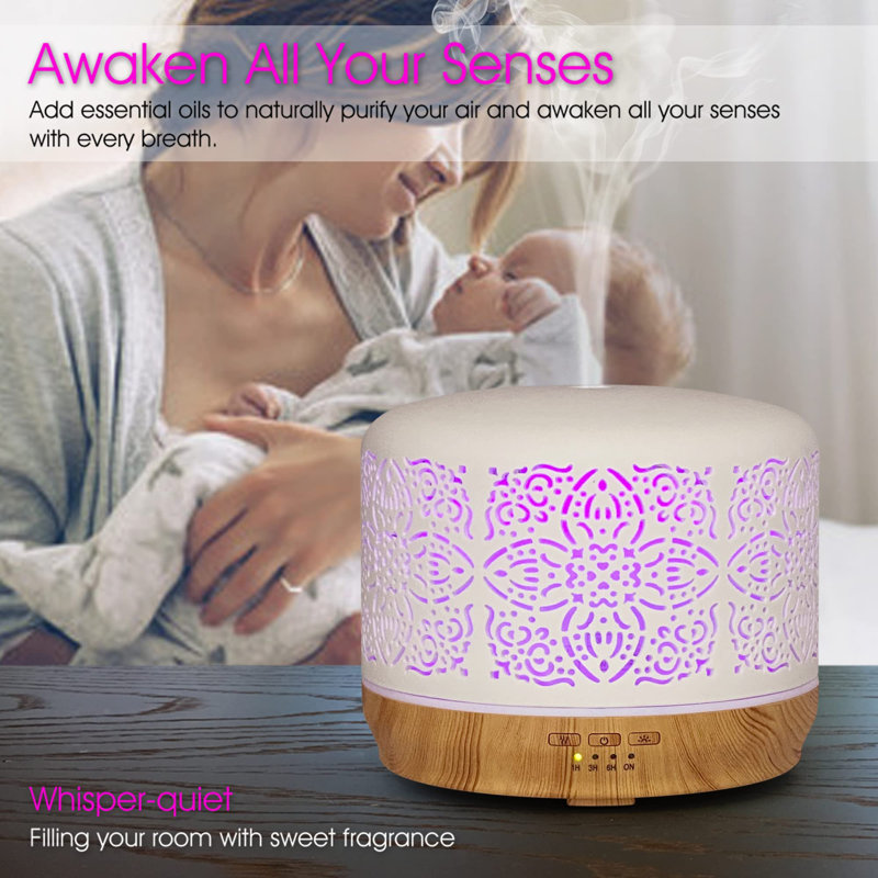 Essential Oil Diffuser White Ceramic Diffuser 500 Ml Timers Night Lights And Auto Off Function Home Office Humidifier Ultrasonic Aromatherapy Diffusers For Essential Oils