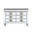 Commode de rangement à 6 tiroirs en platine antique avec miroir, 124 cm (49 po).