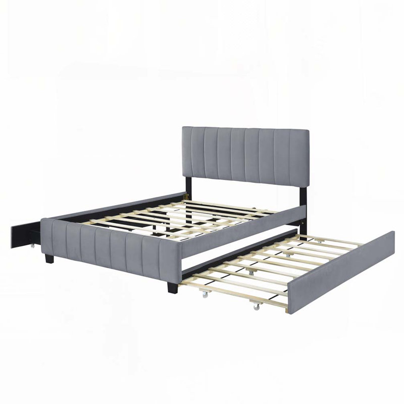 Faredo Upholstered Panel Storage Bed, Gray