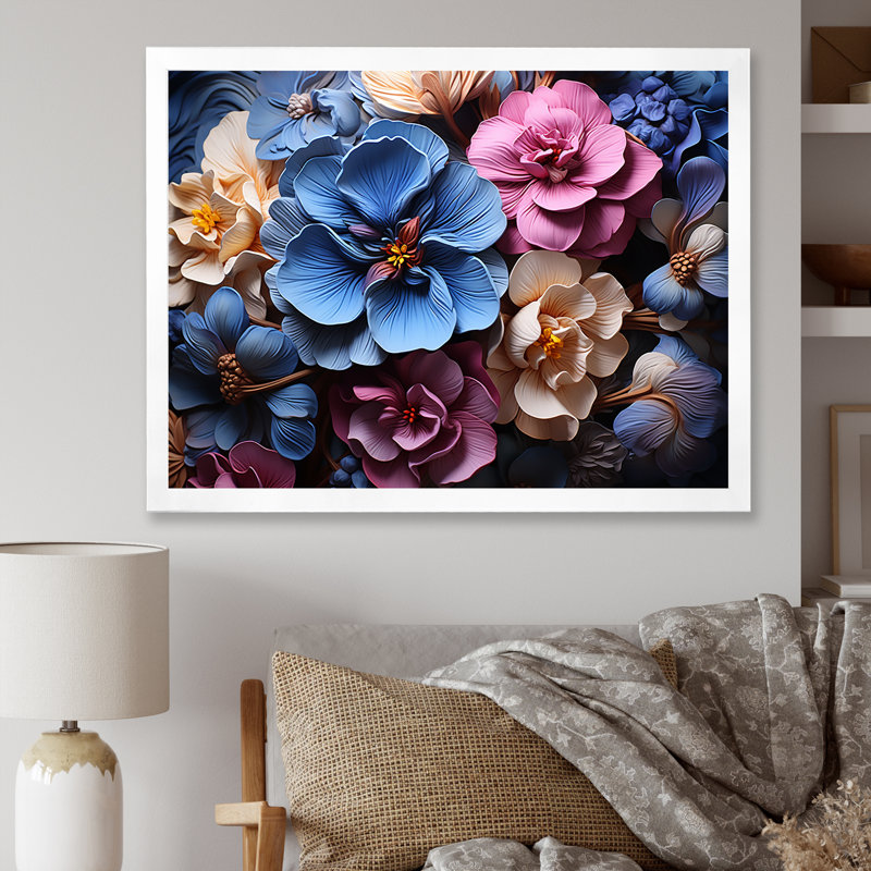 Nocturnal Pansy Elegance, H 30 po x l 40 po x P 1,5 po, Cadre photo blanc