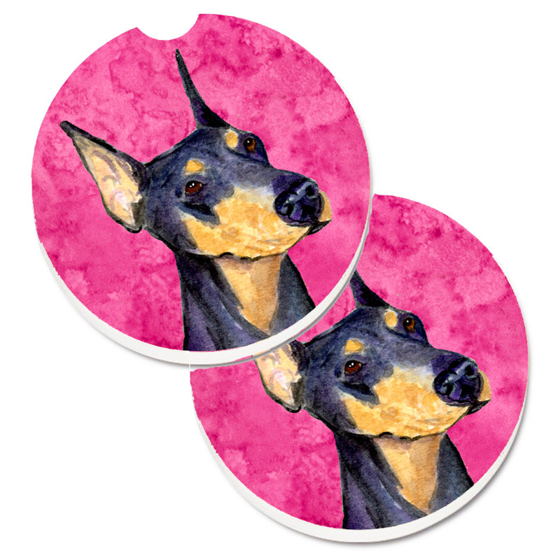 Sous-verre barbu collie voiture, Doberman noir