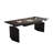 Modern Luxury Black Saddle Leather Dual-Motor Electric Standing Desk With Double Drawers And Built-In Power Outlets-1590302818