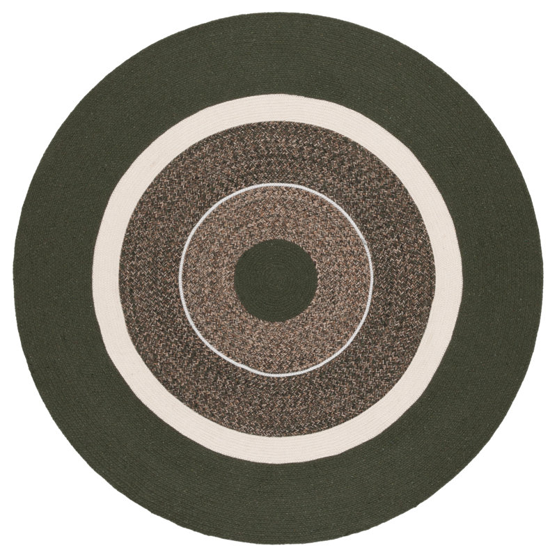 Mikaella 761 Area Rug In Green / Beige, Round 6'