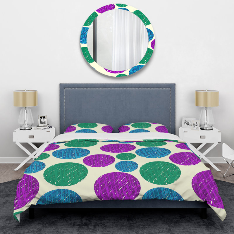 Ensemble de housse de couette en microfibre vert / mauve 2 pièces, Housse de couette simple + 1 taie décorative stan
