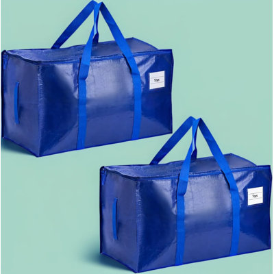 Heavy Duty Moving And Storage Bags 2-Pack, Extra Large 23 Gallon Capacity With Reinforced Handles And Zippers, Waterproof Foldable Design For Clothes, Toys, And Home Organization