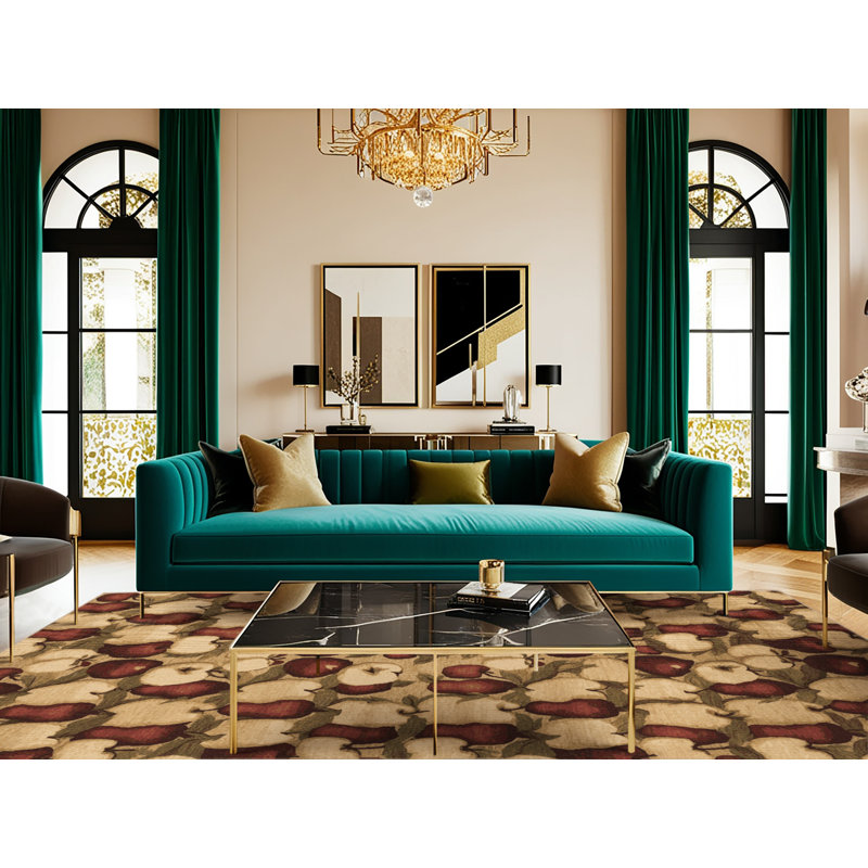 Washable Apple Clusters Farm Area Rug, Round 7'