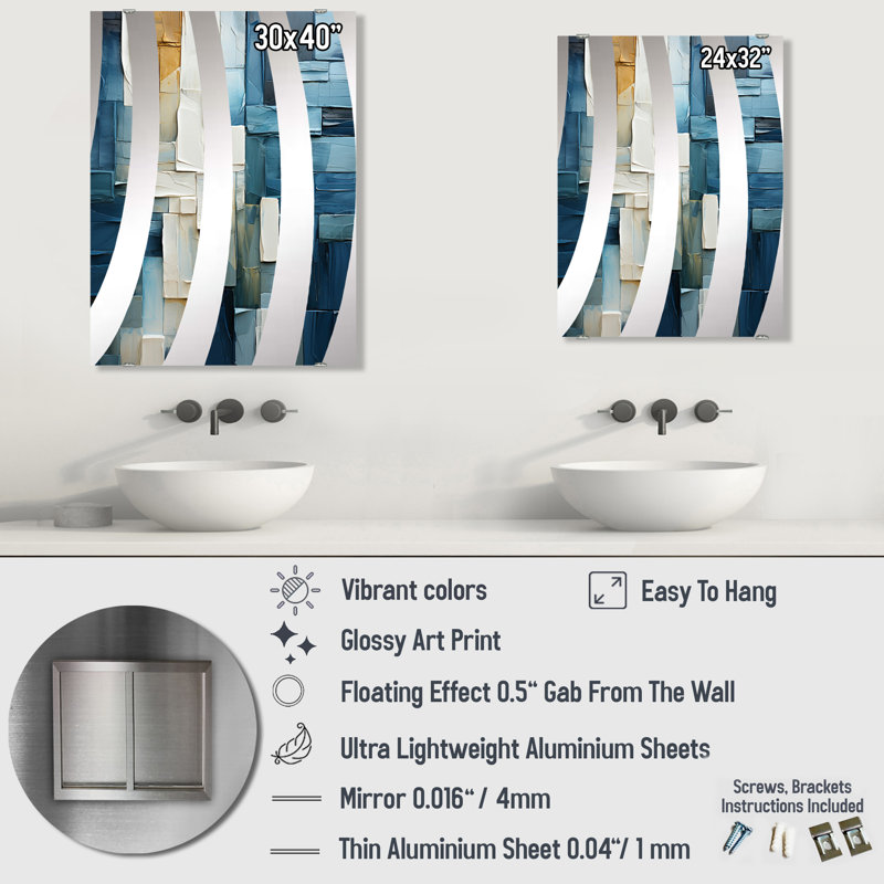 Rustin - Abstract Mirror Wall Decor, 32" x 24"