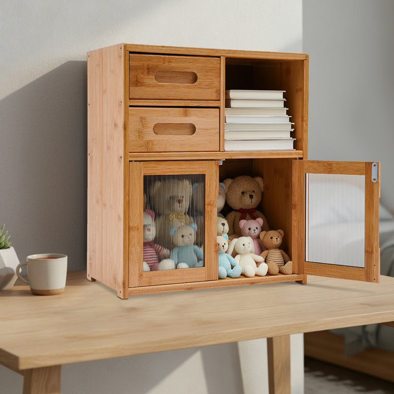 Armoire de rangement en bambou avec 2 tiroirs Brycie